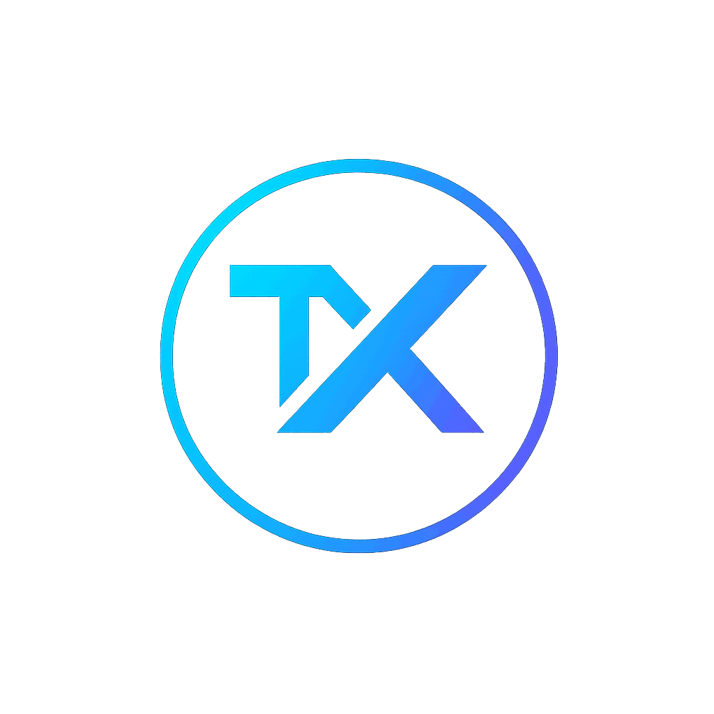 The TronEx brand logo, a stylized blue lightning bolt representing speed and energy